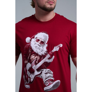 Футболка унисекс светящаяся №8581 кулирка (р-ры: 46-56) бордо Дмороз с гитарой Футболка унисекс светящаяся №8581 кулирка (р-ры: 46-56) бордо Дмороз с гитарой