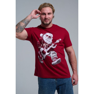 Футболка унисекс светящаяся №8581 кулирка (р-ры: 46-56) бордо Дмороз с гитарой Футболка унисекс светящаяся №8581 кулирка (р-ры: 46-56) бордо Дмороз с гитарой