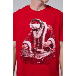 Футболка унисекс светящаяся №8581 кулирка (р-ры: 46-64) красный диско ДедМ