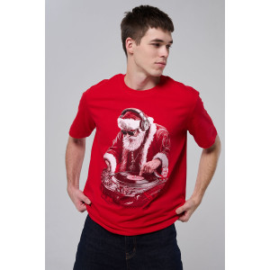 Футболка унисекс светящаяся №8581 кулирка (р-ры: 46-64) красный диско ДедМ