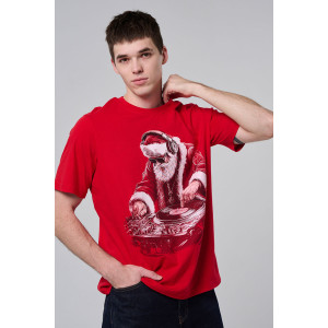 Футболка унисекс светящаяся №8581 кулирка (р-ры: 46-64) красный диско ДедМ