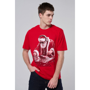 Футболка унисекс светящаяся №8581 кулирка (р-ры: 46-64) красный диско ДедМ