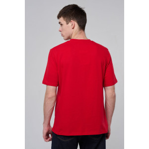 Футболка унисекс светящаяся №8581 кулирка (р-ры: 46-64) красный Дмороз с гитарой