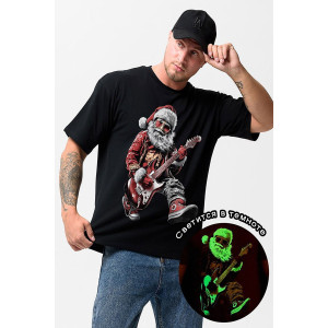 Футболка унисекс светящаяся №8586 кулирка с лайкрой (р-ры: 46-60) черный Дмороз с гитарой Футболка унисекс светящаяся №8586 кулирка с лайкрой (р-ры: 46-60) черный Дмороз с гитарой