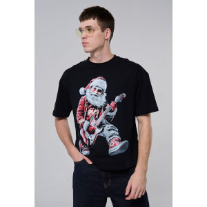 Футболка унисекс светящаяся №8586 кулирка с лайкрой (р-ры: 46-60) черный Дмороз с гитарой Футболка унисекс светящаяся №8586 кулирка с лайкрой (р-ры: 46-60) черный Дмороз с гитарой