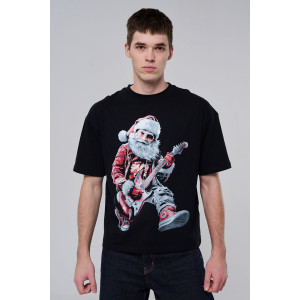 Футболка унисекс светящаяся №8586 кулирка с лайкрой (р-ры: 46-60) черный Дмороз с гитарой Футболка унисекс светящаяся №8586 кулирка с лайкрой (р-ры: 46-60) черный Дмороз с гитарой
