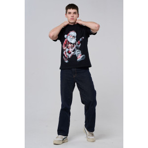 Футболка унисекс светящаяся №8586 кулирка с лайкрой (р-ры: 46-60) черный Дмороз с гитарой Футболка унисекс светящаяся №8586 кулирка с лайкрой (р-ры: 46-60) черный Дмороз с гитарой