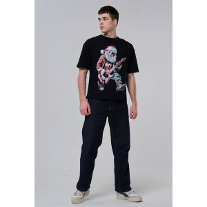 Футболка унисекс светящаяся №8586 кулирка с лайкрой (р-ры: 46-60) черный Дмороз с гитарой Футболка унисекс светящаяся №8586 кулирка с лайкрой (р-ры: 46-60) черный Дмороз с гитарой