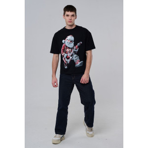 Футболка унисекс светящаяся №8586 кулирка с лайкрой (р-ры: 46-60) черный Дмороз с гитарой Футболка унисекс светящаяся №8586 кулирка с лайкрой (р-ры: 46-60) черный Дмороз с гитарой