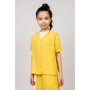 Рубашка детская №0610 сингапур (последний размер) желтый 128 Рубашка детская №0610 сингапур (последний размер) желтый 128