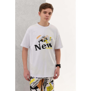 Футболка детская №1581 кулирка с лайкрой (последний размер) белый 164 Футболка детская №1581 кулирка с лайкрой (последний размер) белый 164