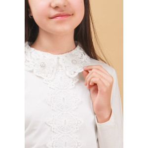 Блузка школьная SP6745 трикотаж стрейч (последний размер) кремовый 120 Блузка школьная SP6745 трикотаж стрейч (последний размер) кремовый 120