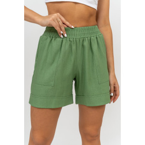 Шорты женские №36781 лен (последний размер) хаки 52 Шорты женские №36781 лен (последний размер) хаки 52