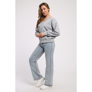 Свитшот женский №21064 футер с лайкрой 2-х нитка (последний размер) серый меланж 44,48,50 Свитшот женский №21064 футер с лайкрой 2-х нитка (последний размер) серый меланж 44,48,50