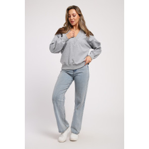 Свитшот женский №21064 футер с лайкрой 2-х нитка (последний размер) серый меланж 44,48,50 Свитшот женский №21064 футер с лайкрой 2-х нитка (последний размер) серый меланж 44,48,50