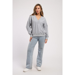 Свитшот женский №21064 футер с лайкрой 2-х нитка (последний размер) серый меланж 44,48,50 Свитшот женский №21064 футер с лайкрой 2-х нитка (последний размер) серый меланж 44,48,50