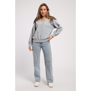 Свитшот женский №21064 футер с лайкрой 2-х нитка (последний размер) серый меланж 44,48,50 Свитшот женский №21064 футер с лайкрой 2-х нитка (последний размер) серый меланж 44,48,50