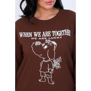 Свитшот женский №80009 футер с лайкрой 2-х нитка (последний размер) шоколад 56 Свитшот женский №80009 футер с лайкрой 2-х нитка (последний размер) шоколад 56