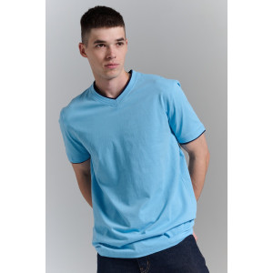 Футболка мужская №14490 кулирка (р-ры: 48-58) светло-голубой Футболка мужская №14490 кулирка (р-ры: 48-58) светло-голубой