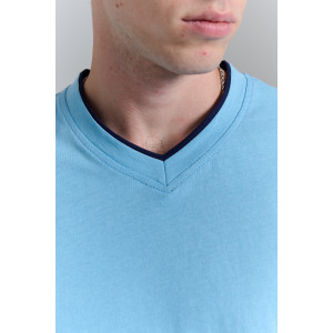 Футболка мужская №14490 кулирка (р-ры: 48-58) светло-голубой Футболка мужская №14490 кулирка (р-ры: 48-58) светло-голубой