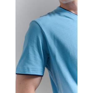 Футболка мужская №14490 кулирка (р-ры: 48-58) светло-голубой Футболка мужская №14490 кулирка (р-ры: 48-58) светло-голубой