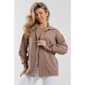 Рубашка женская №36987 лён смесовый (р-ры: 44-56) коричневый Рубашка женская №36987 лён смесовый (р-ры: 44-56) коричневый