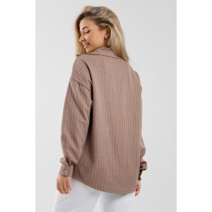 Рубашка женская №36987 лён смесовый (р-ры: 44-56) коричневый Рубашка женская №36987 лён смесовый (р-ры: 44-56) коричневый