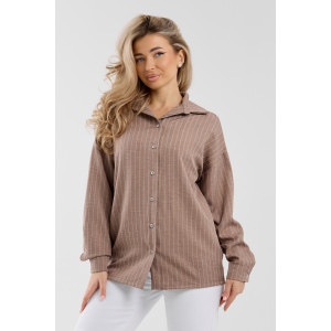 Рубашка женская №36987 лён смесовый (р-ры: 44-56) коричневый Рубашка женская №36987 лён смесовый (р-ры: 44-56) коричневый