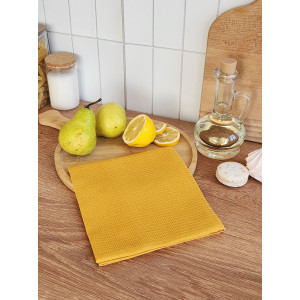 Полотенце кухонное вафельное однотонное "Горчичный мед" Полотенце кухонное вафельное однотонное "Горчичный мед"