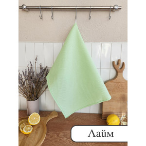 Полотенце кухонное вафельное однотонное "Лайм" Полотенце кухонное вафельное однотонное "Лайм"