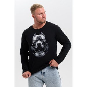 Лонгслив мужской №8514 кулирка с лайкрой (последний размер) черный питбуль 52 Лонгслив мужской №8514 кулирка с лайкрой (последний размер) черный питбуль 52