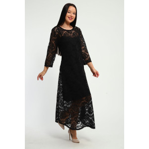 Платье женское П1370.2 вискоза с гипюром (р-ры: 48-62) черный Платье женское П1370.2 вискоза с гипюром (р-ры: 48-62) черный