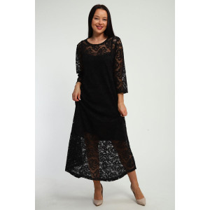 Платье женское П1370.2 вискоза с гипюром (р-ры: 48-62) черный Платье женское П1370.2 вискоза с гипюром (р-ры: 48-62) черный