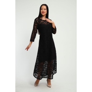 Платье женское П1370.2 вискоза с гипюром (р-ры: 48-62) черный Платье женское П1370.2 вискоза с гипюром (р-ры: 48-62) черный