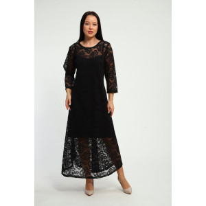 Платье женское П1370.2 вискоза с гипюром (р-ры: 48-62) черный Платье женское П1370.2 вискоза с гипюром (р-ры: 48-62) черный