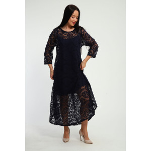 Платье женское П1370.1 вискоза с гипюром (р-ры: 48-62) синий Платье женское П1370.1 вискоза с гипюром (р-ры: 48-62) синий