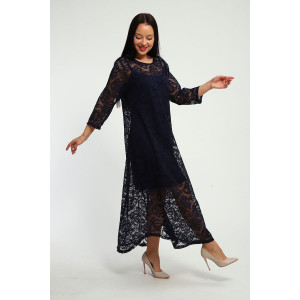 Платье женское П1370.1 вискоза с гипюром (р-ры: 48-62) синий Платье женское П1370.1 вискоза с гипюром (р-ры: 48-62) синий