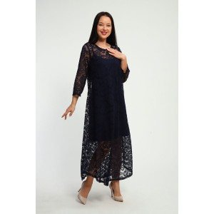 Платье женское П1370.1 вискоза с гипюром (р-ры: 48-62) синий Платье женское П1370.1 вискоза с гипюром (р-ры: 48-62) синий
