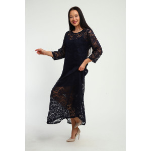 Платье женское П1370.1 вискоза с гипюром (р-ры: 48-62) синий Платье женское П1370.1 вискоза с гипюром (р-ры: 48-62) синий