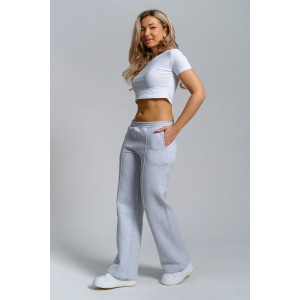 Брюки женские 980 футер 3-х нитка с начёсом пенье (р-ры: 44-58) серый меланж Брюки женские 980 футер 3-х нитка с начёсом пенье (р-ры: 44-58) серый меланж