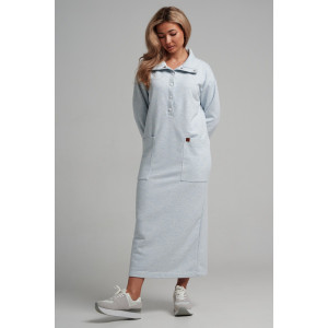 Платье женское 978 футер 3-х нитка петля пенье (р-ры: 44-54) меланж голубой Платье женское 978 футер 3-х нитка петля пенье (р-ры: 44-54) меланж голубой