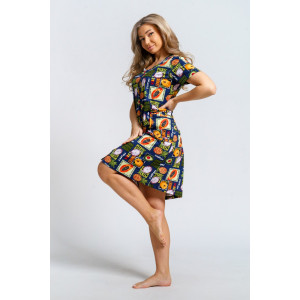 Халат женский 924 "Тропики" кулирка (р-ры: 46-60) синий Халат женский 924 "Тропики" кулирка (р-ры: 46-60) синий