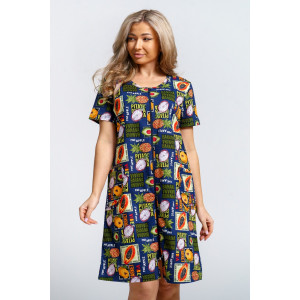 Халат женский 924 "Тропики" кулирка (р-ры: 46-60) синий Халат женский 924 "Тропики" кулирка (р-ры: 46-60) синий