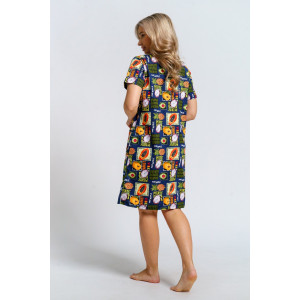 Халат женский 924 "Тропики" кулирка (р-ры: 46-60) синий Халат женский 924 "Тропики" кулирка (р-ры: 46-60) синий