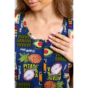 Халат женский 924 "Тропики" кулирка (р-ры: 46-60) синий Халат женский 924 "Тропики" кулирка (р-ры: 46-60) синий