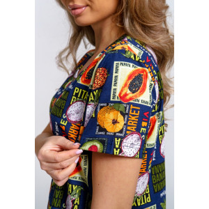 Халат женский 924 "Тропики" кулирка (р-ры: 46-60) синий Халат женский 924 "Тропики" кулирка (р-ры: 46-60) синий