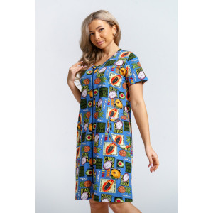 Халат женский 924 "Тропики" кулирка (р-ры: 46-60) голубой Халат женский 924 "Тропики" кулирка (р-ры: 46-60) голубой