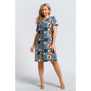 Халат женский 924 "Тропики" кулирка (р-ры: 46-60) голубой Халат женский 924 "Тропики" кулирка (р-ры: 46-60) голубой