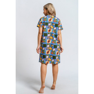 Халат женский 924 "Тропики" кулирка (р-ры: 46-60) голубой Халат женский 924 "Тропики" кулирка (р-ры: 46-60) голубой