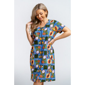 Халат женский 924 "Тропики" кулирка (р-ры: 46-60) голубой Халат женский 924 "Тропики" кулирка (р-ры: 46-60) голубой